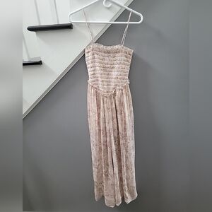 Jacquie The Label Smocked Floral Wide Leg Palazzo Jumpsuit Sz Small Adj Straps